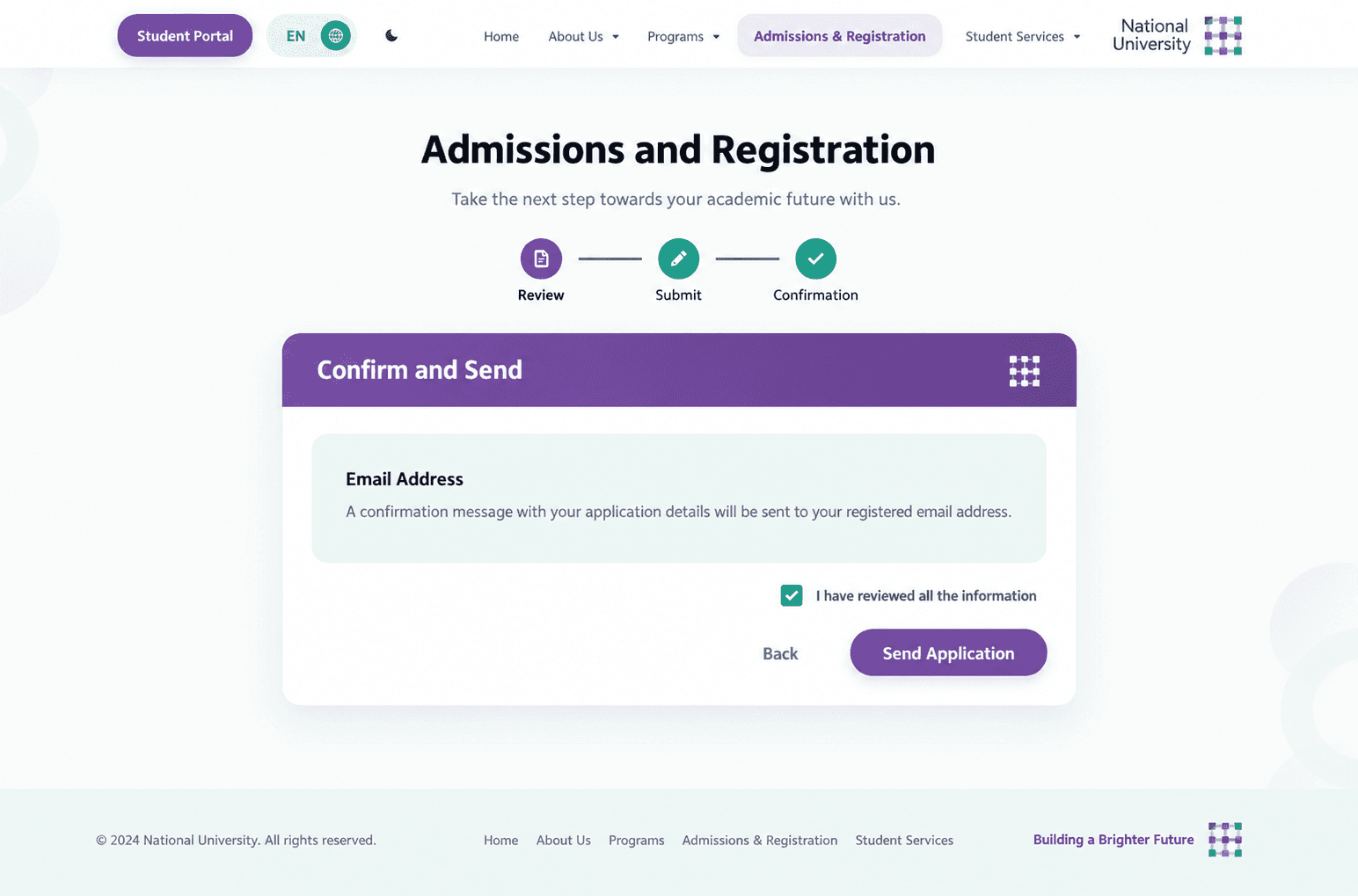 Confirmation & Submission