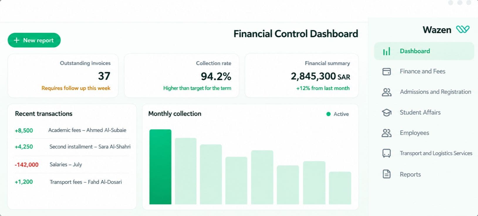 School ERP Dashboard UI