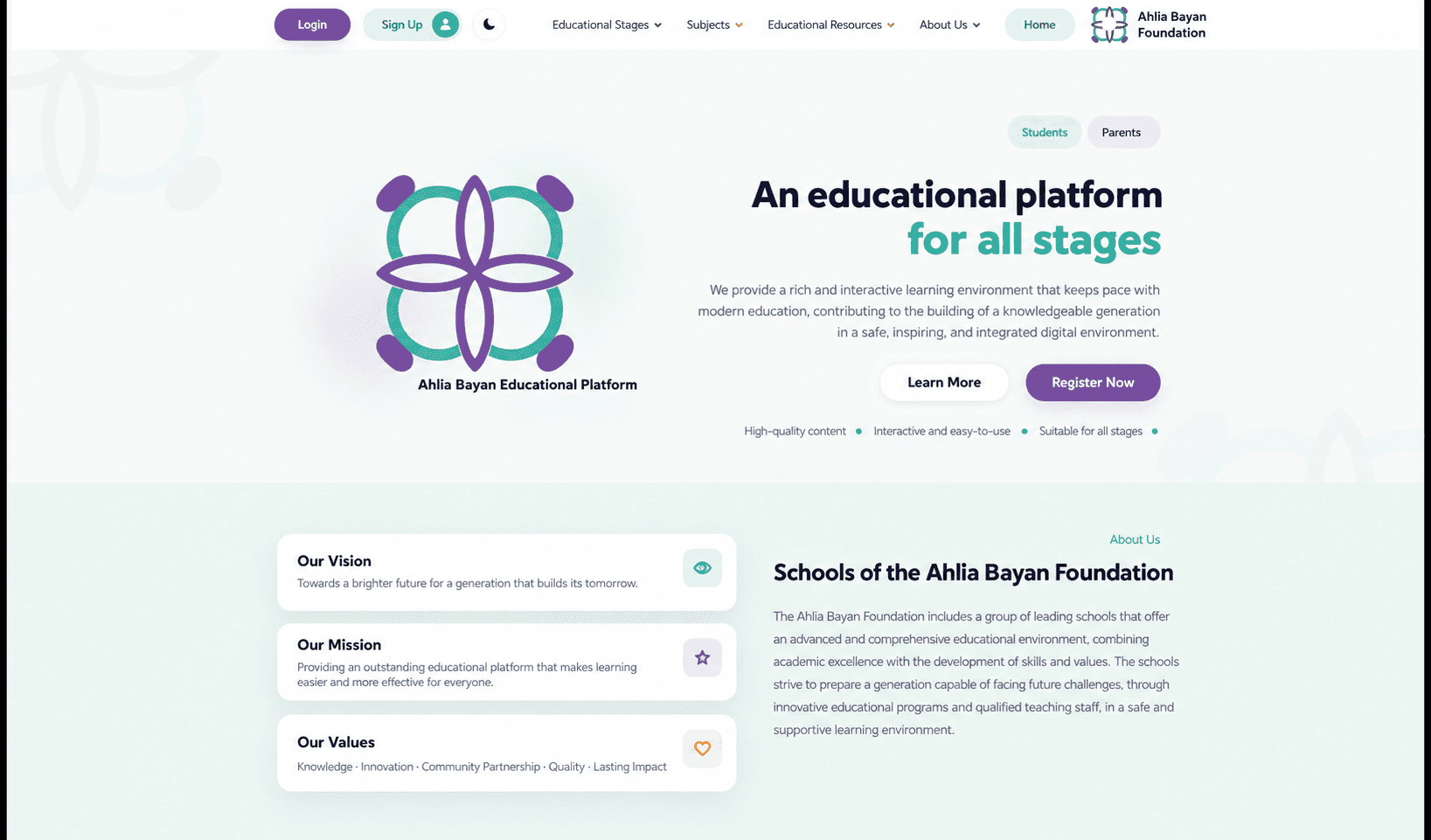 A Complete Informational Website with Your School’s Branding
